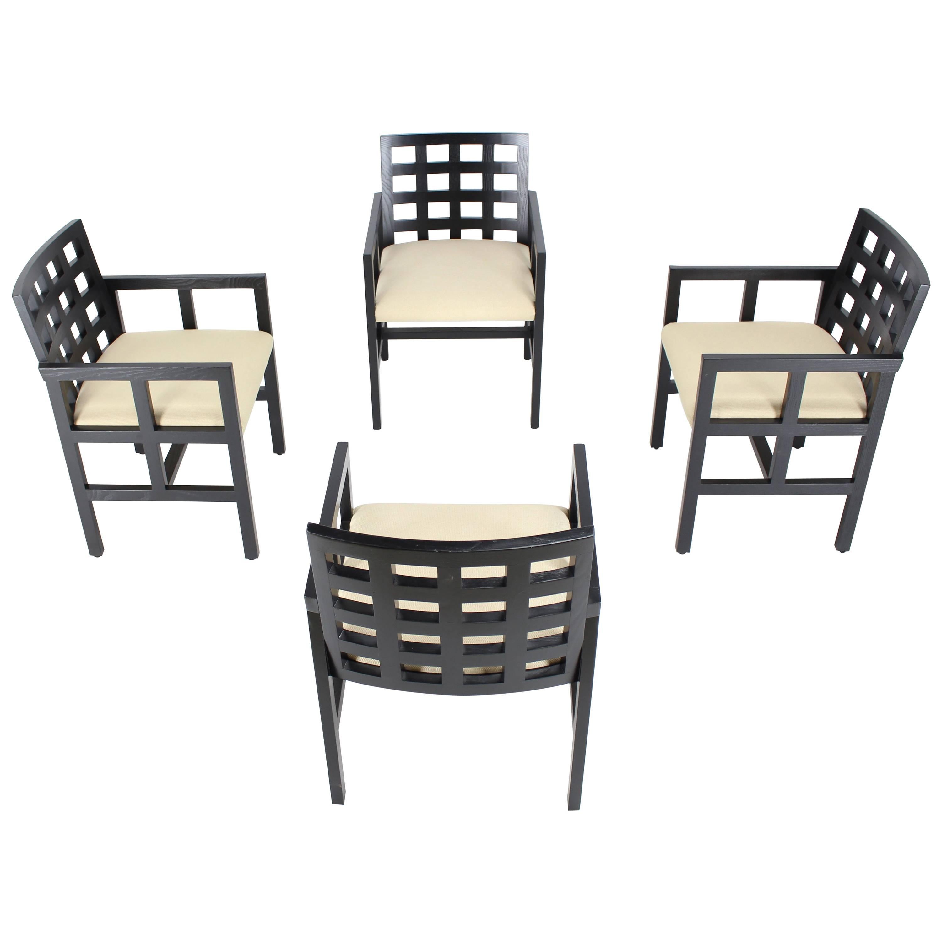 Set of Four Black Side Dining Chairs by Ward Bennet for Brickel Associates