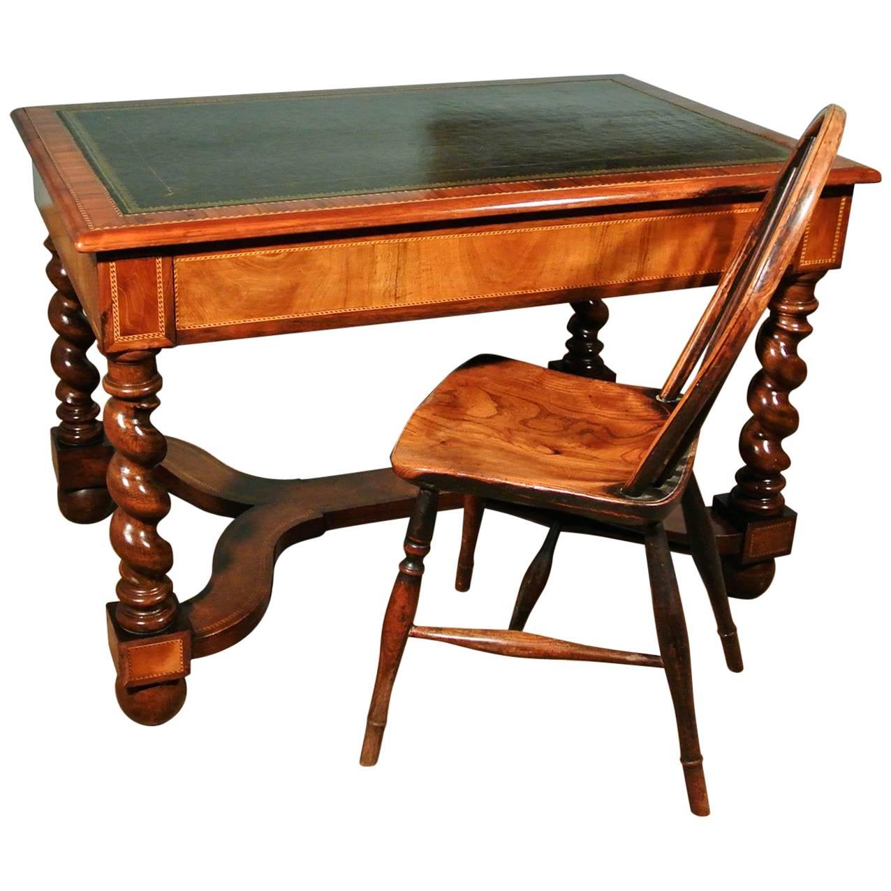 Beautiful Victorian Walnut Writing Desk of William and Mary Design
