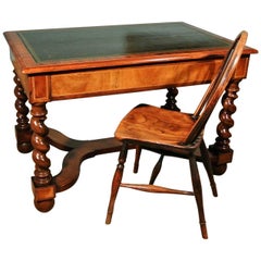 Antique Beautiful Victorian Walnut Writing Desk of William and Mary Design