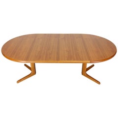 Danish Round Mid-Century Modern Teak Dining Table with Two Leaves