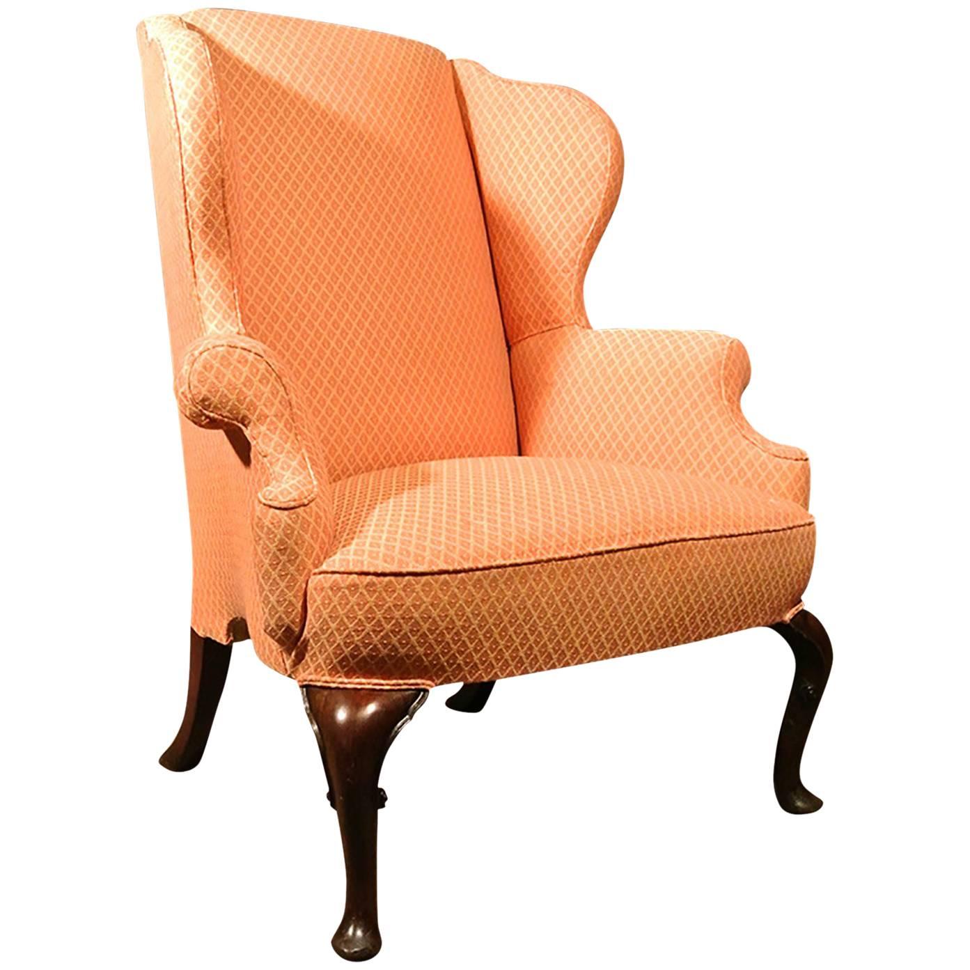 Fine George III Mahogany Framed Wing Armchair For Sale