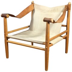 Lennart Bender Canvas and Leather Safari Chair, Sweden, circa 1970