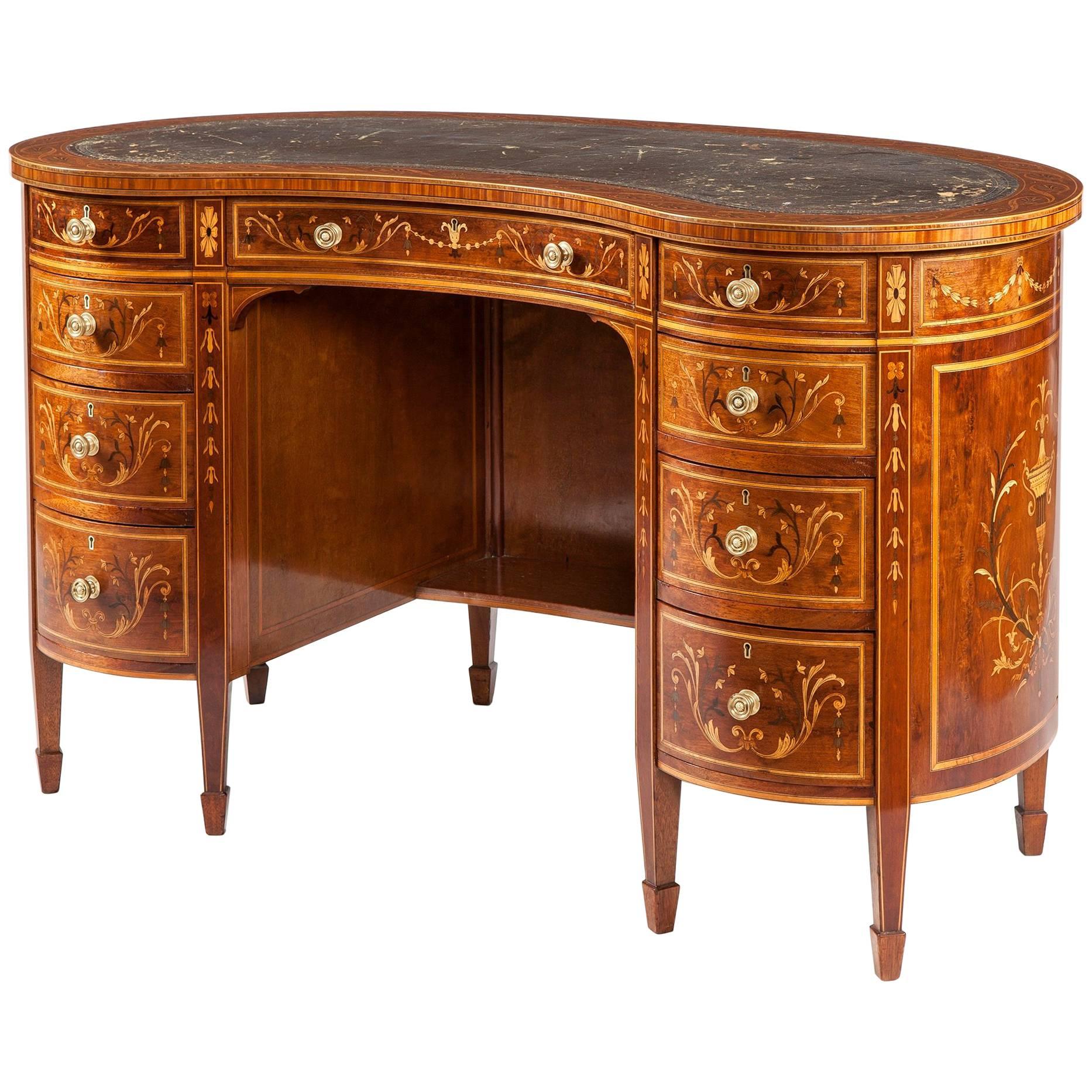 Neoclassical Inlaid Kidney Shaped Desk