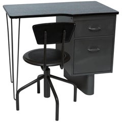 Retro Metal Student Desk and Swivel Chair