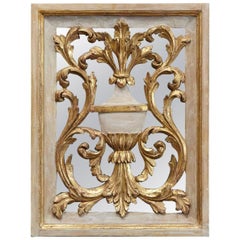 19th Century Venetian Style Painted and Gilded Carved Wood Mirror Back Panel 4