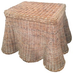 Draped Wicker Coffee, Cocktail or End Table Vintage