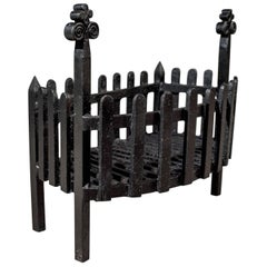 Antique Fire Grate Freestanding Fire Basket Cast Iron, Victorian, circa 1900