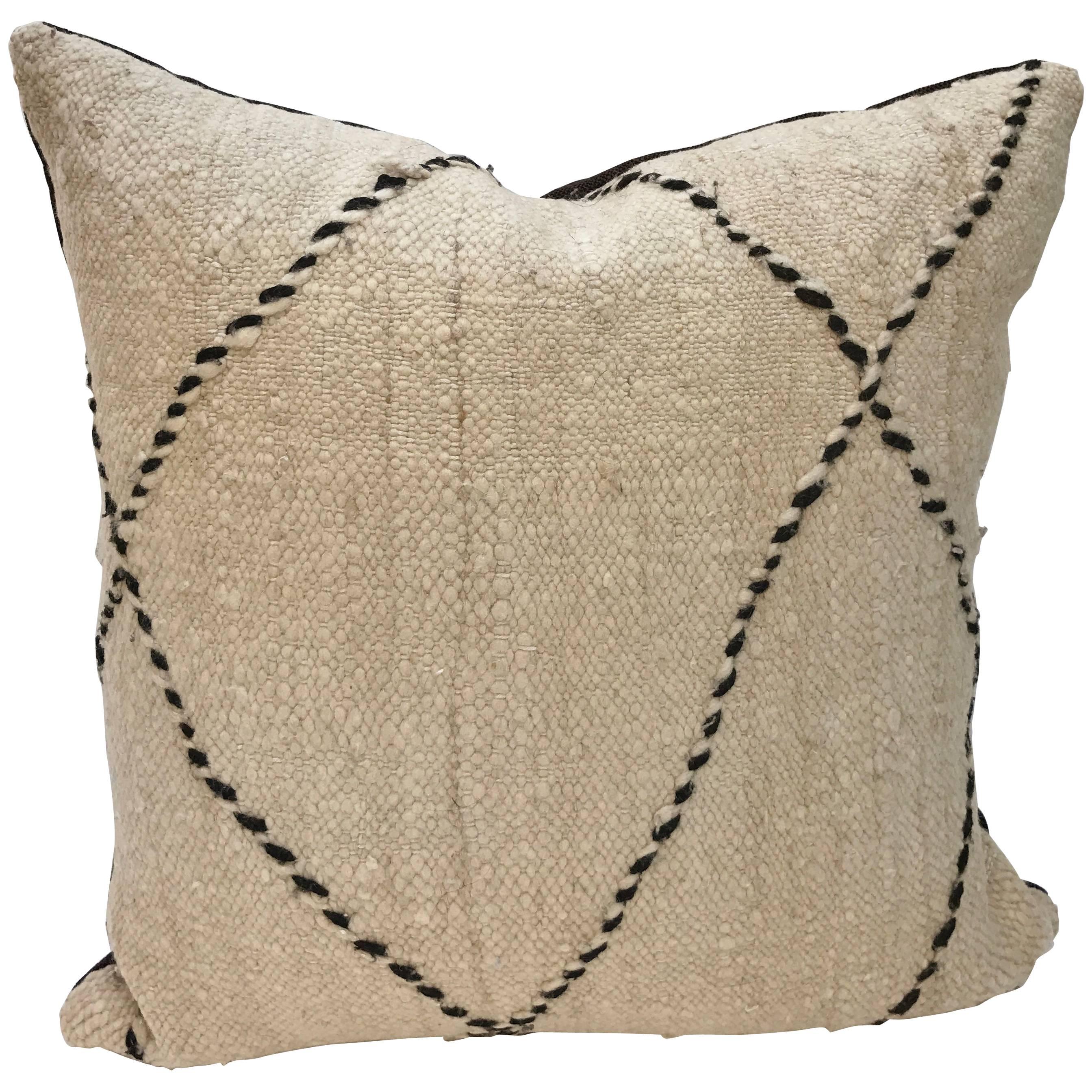 Custom Beni Ouarain Moroccan Pillow Cut from a Hand-Loomed Berber Rug