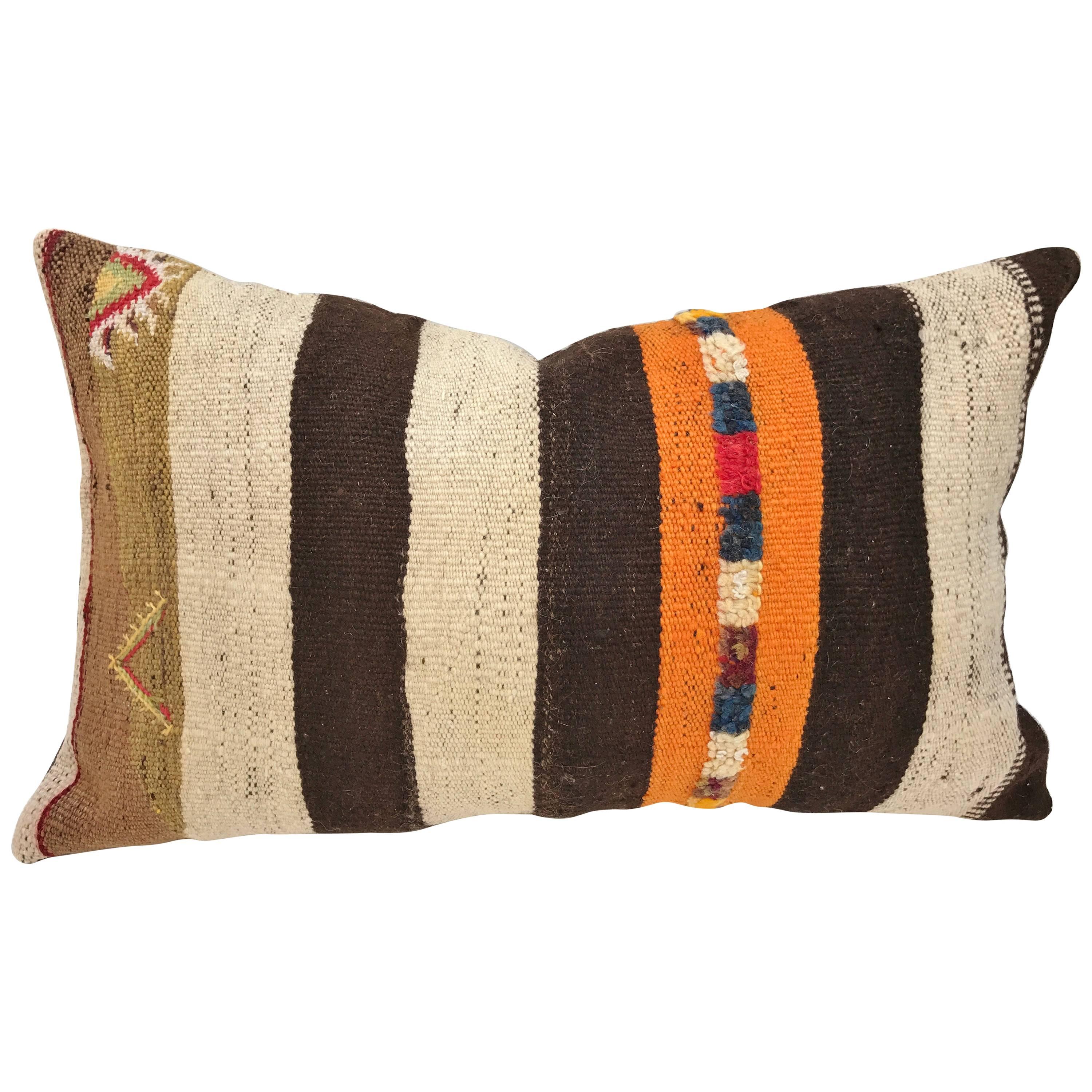 Custom Moroccan Pillow Cut from a Hand Loomed Wool Berber Rug For Sale