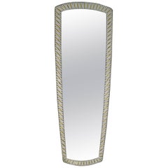 Full Length 1960s Mirror with White and Gold Mosaic Border 6