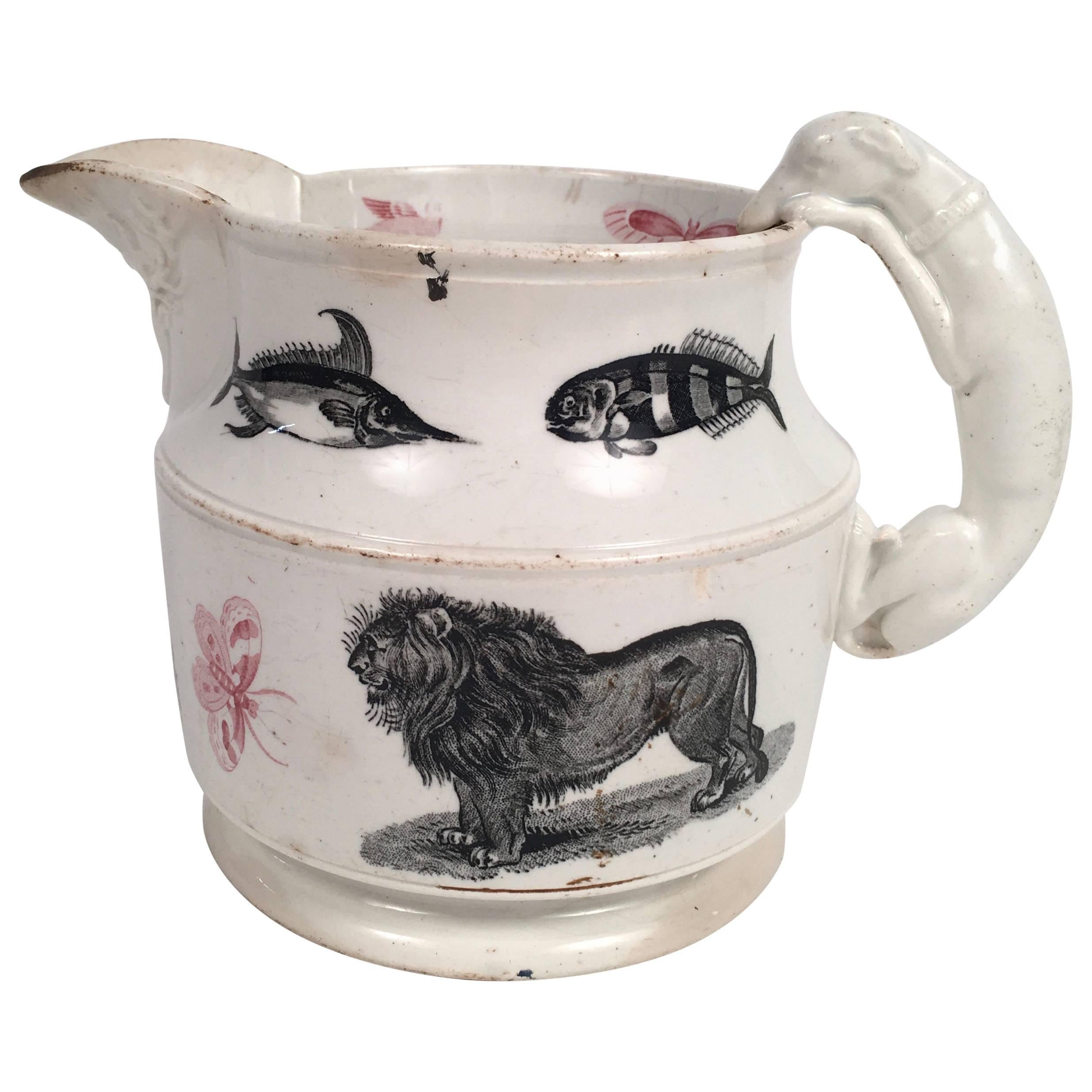 Staffordshire Menageries Animal Decorated Pitcher