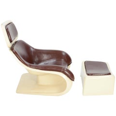 Beautiful and Sensual Klaus Uredat Targa Lounge Chair and Ottoman for Horn