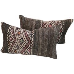 Pair of Moroccan Hand-Loomed Wool Pillows