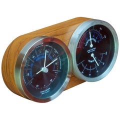 1960s Kenneth Grange Mid-Century Barometer Zebra Wood Weather Thermometer Gauge 