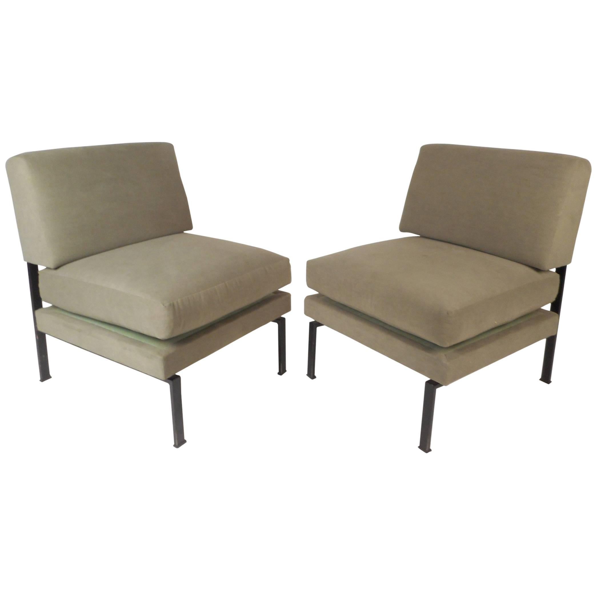 Pair of Mid-Century Modern Italian Trafilisa Lounge Chairs with Adjustable Seats