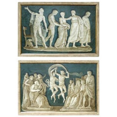 Pair of Large Late 18th Century Italian Neoclassical Grisaille Paintings