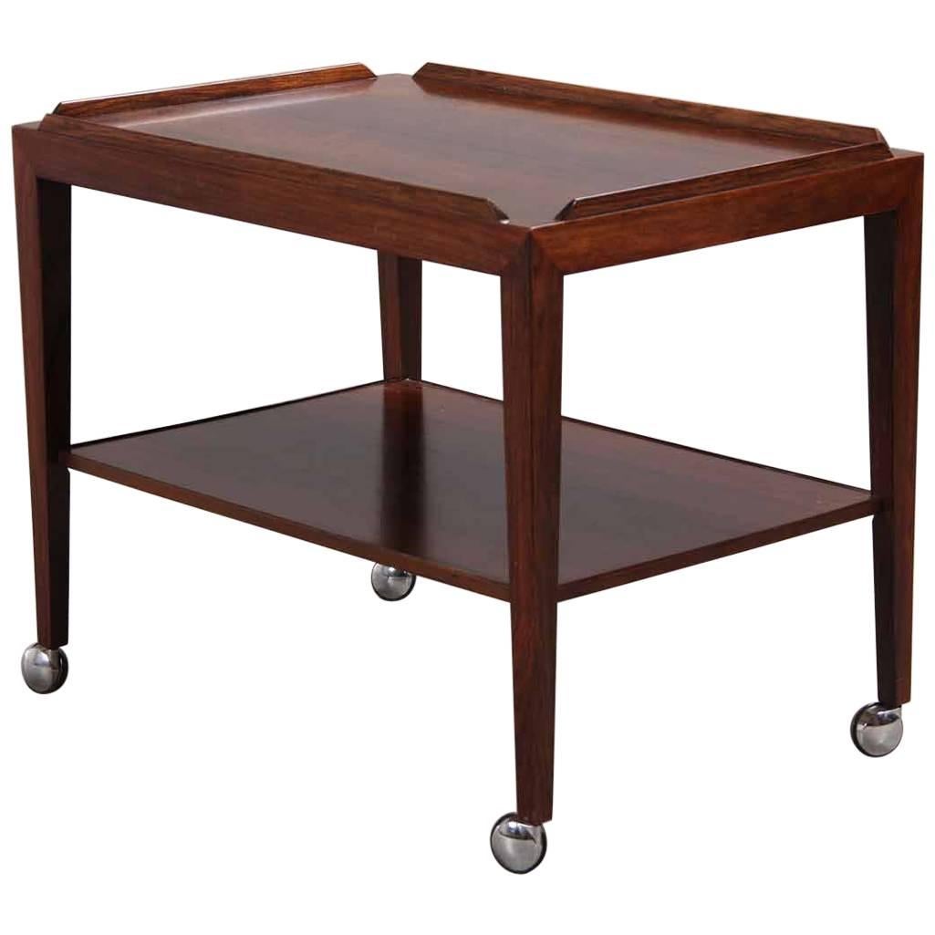 Haslev Møbelfabrik Rosewood Rolling Table from the 1960s