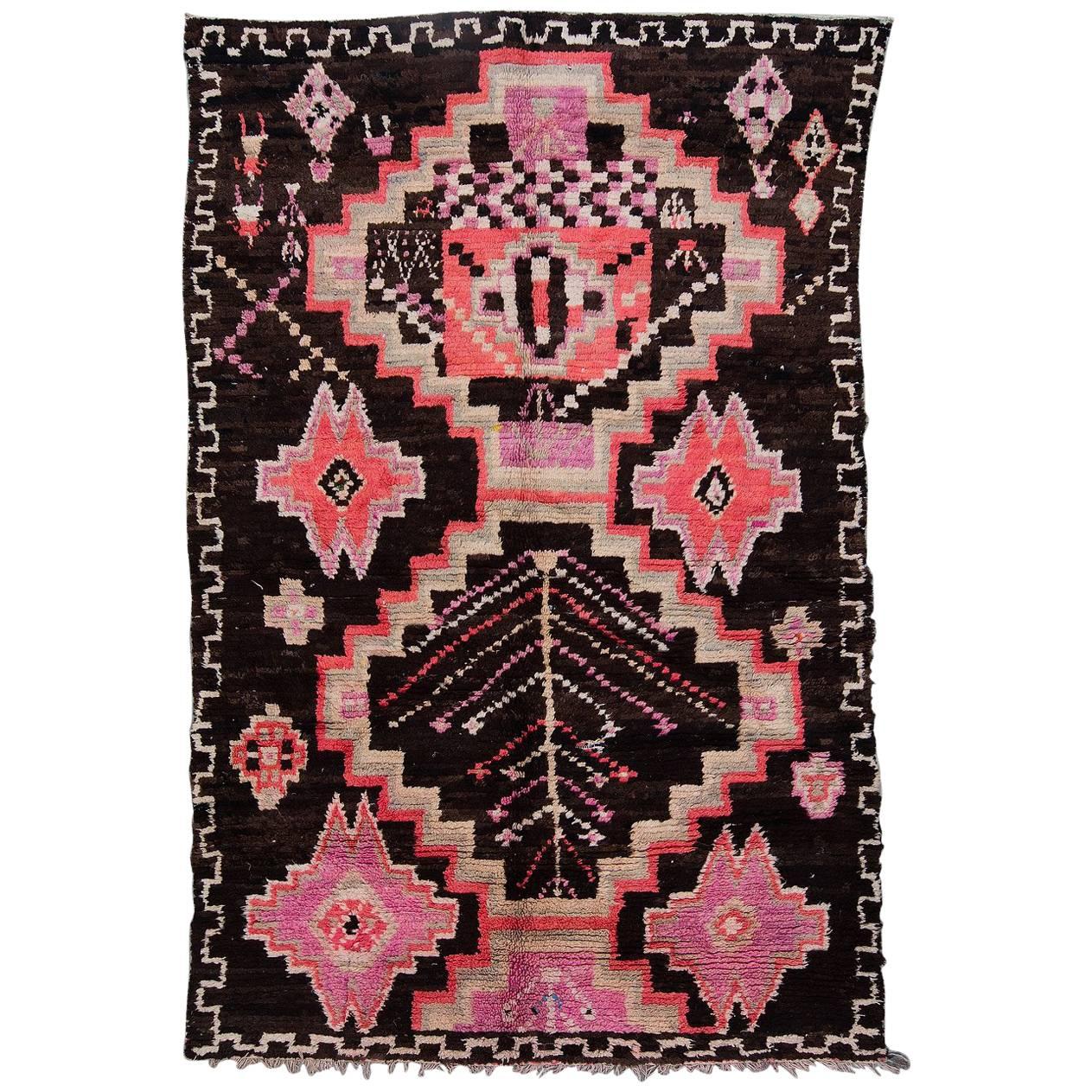 Vintage Moroccan Boujad Rug, Pink and Brown For Sale
