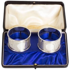 Antique Victorian Silver Napkin Rings Martin Hall, 1915