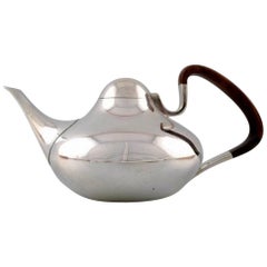 Georg Jensen Tea Pot in Sterling Silver with Handles in Guayacan Tree