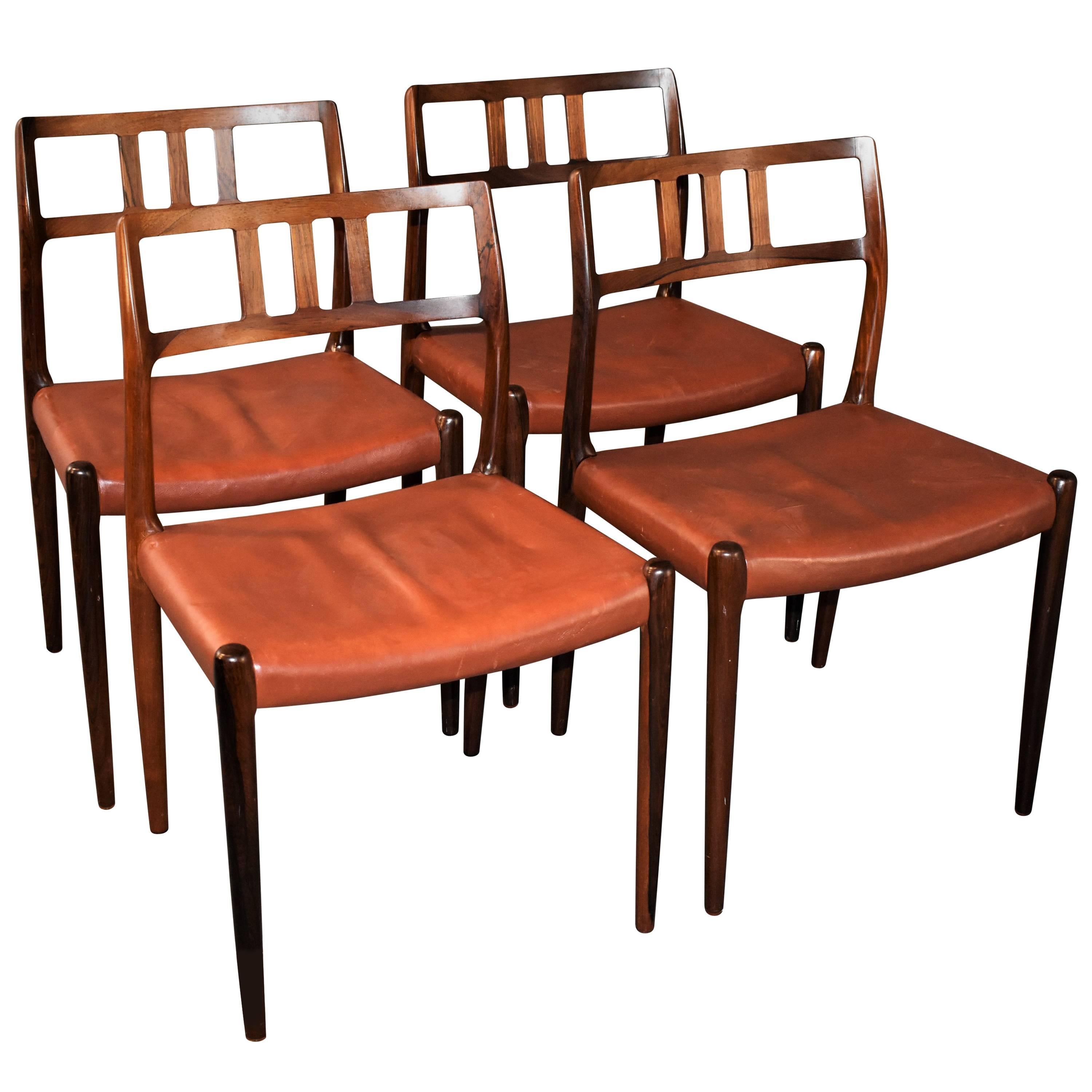 N. O. Møller Rosewood Dining Chairs Model 79