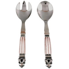 Georg Jensen "Acorn" Salad Set, Designer, Johan Rohde, Sterling Silver