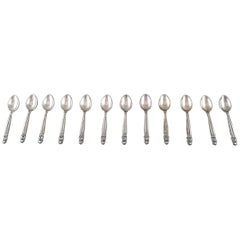 Georg Jensen "Acorn" 12 Teaspoons, Sterling Silver, Designer Johan Rohde
