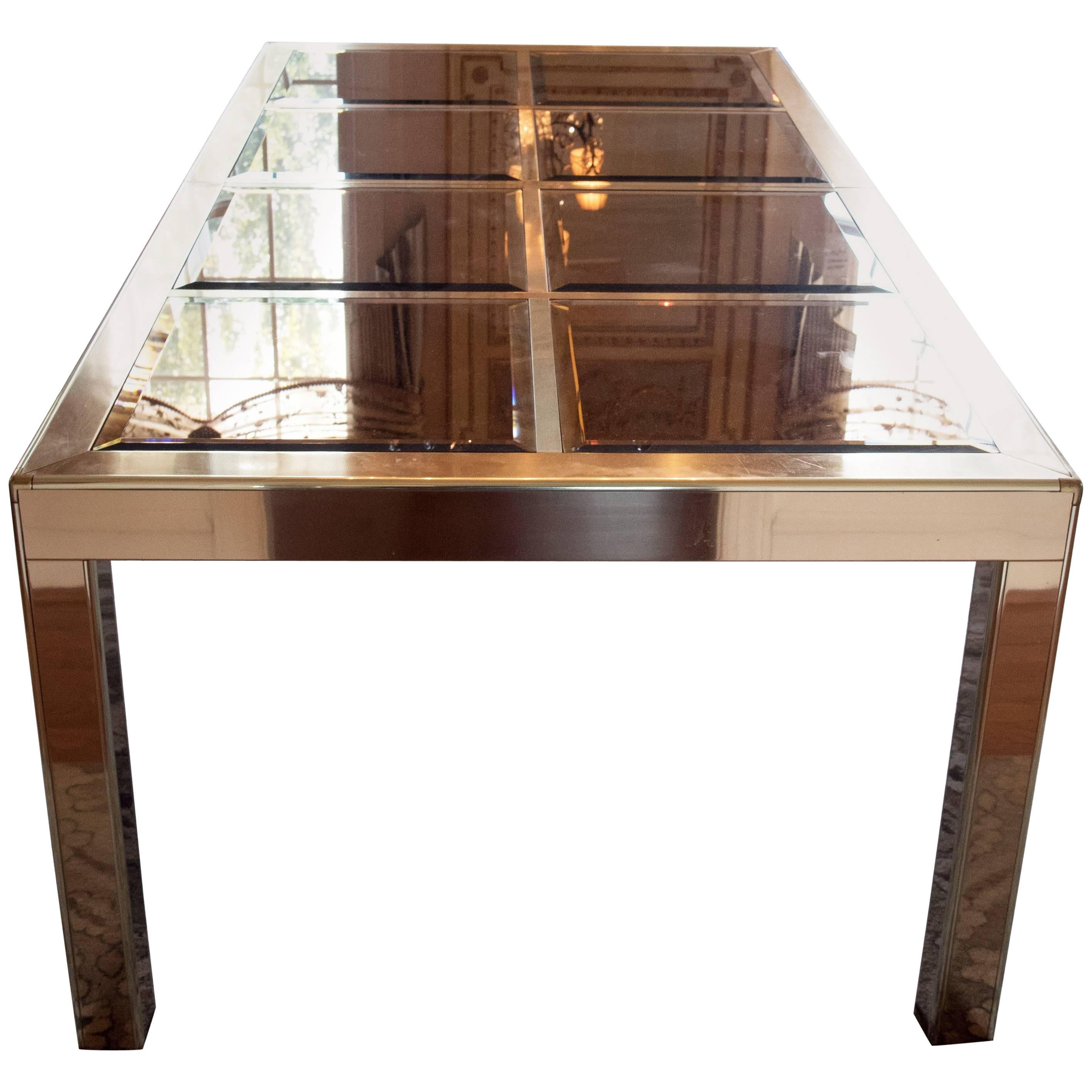 Superb Mid-Century Modern Mastercraft Brass and Bevelled Glass Dining Table