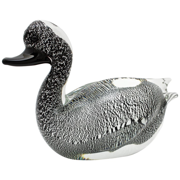 Murano Art Glass Silver Flecked Duck Figurine by Formia, Italy, 1960s For Sale at 1stDibs