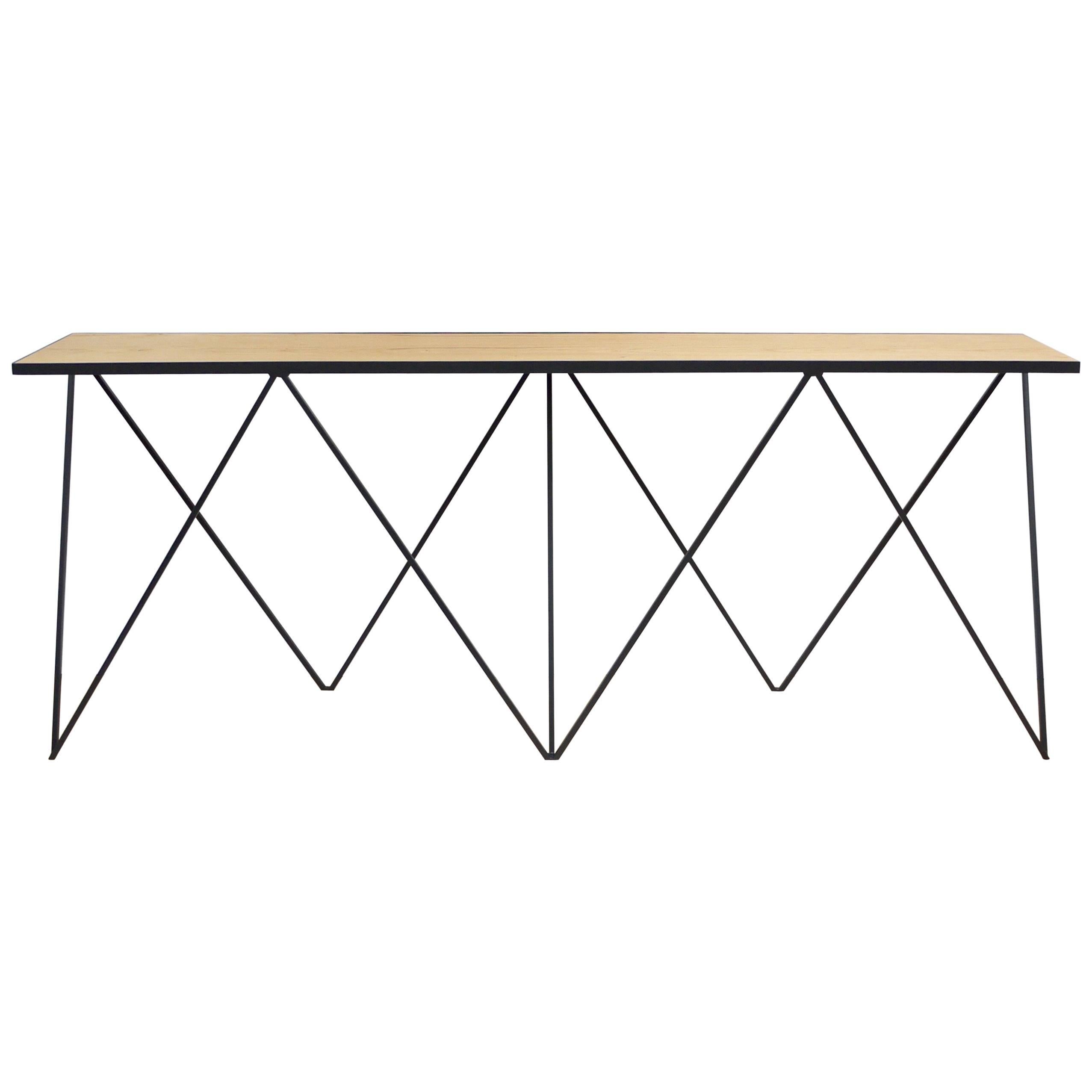 Large Modern Console Table in with Oak Top 