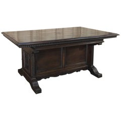Antique Italian Neoclassical Walnut Executive Desk, Table