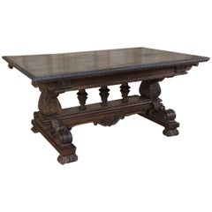 Antique Italian Renaissance Walnut Desk-Dining Table