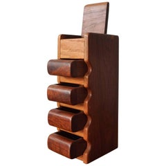 Vintage 1960s Handcrafted Walnut Jewelry Box