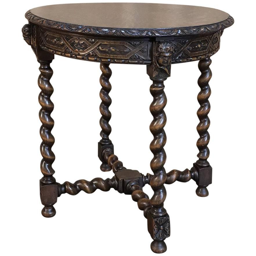 19th Century Round Renaissance Lamp Table with Cherubs