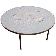 Large Round Berthold Muller Mosaic Coffee Table, Germany, 1960s
