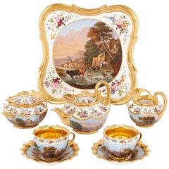 Neoclassical Style French Antique Paris Porcelain Eight-Piece Tea Set