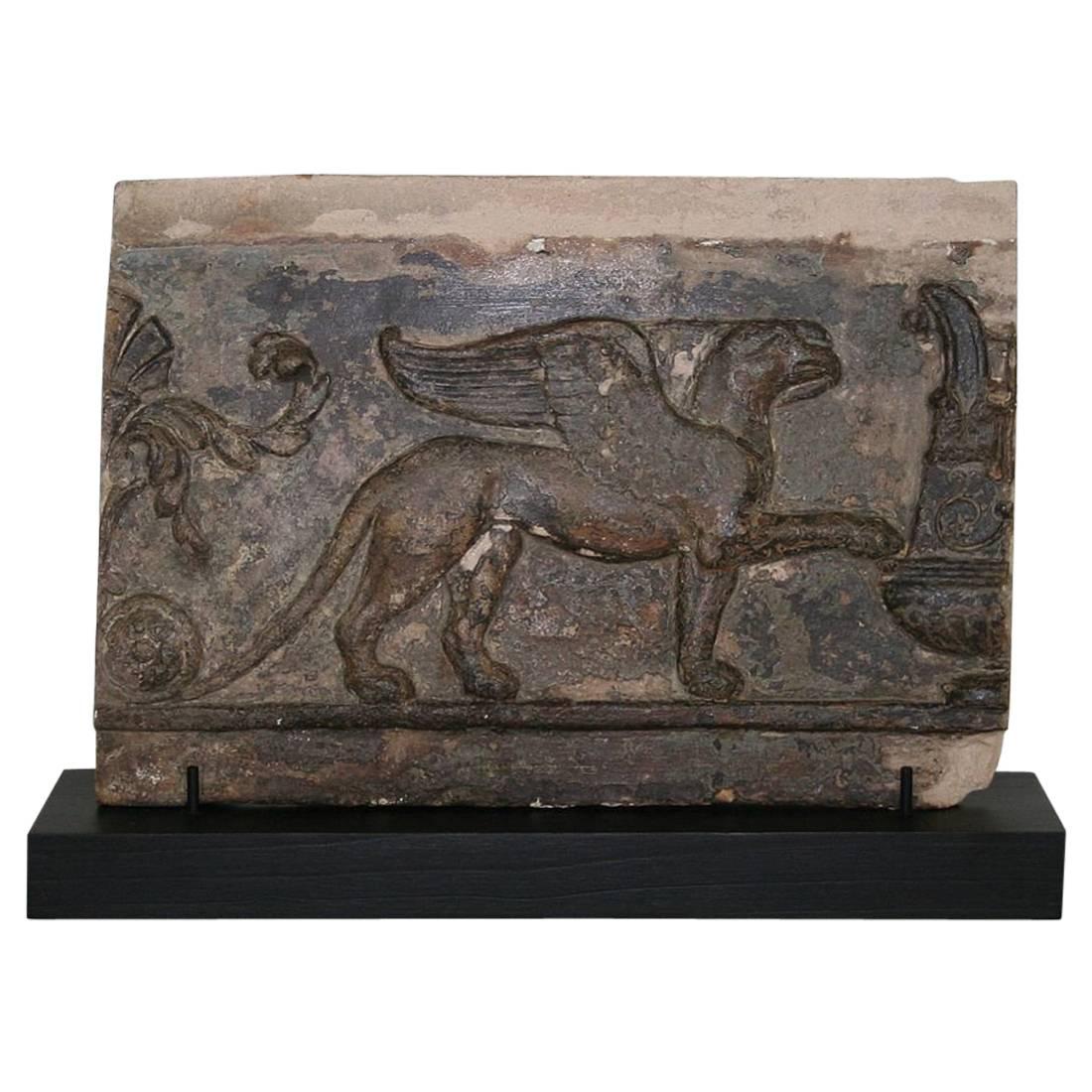 French 18th Century Terracotta Panel with a Griffin