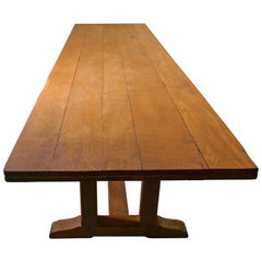 Antique Huge 19th Century Arts & Crafts Golden Oak Refectory Table