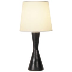 Pol Chambost Black Satin Ceramic Table Lamp