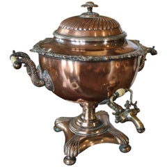 Antique French Copper and Brass Samovar or Tea Urn