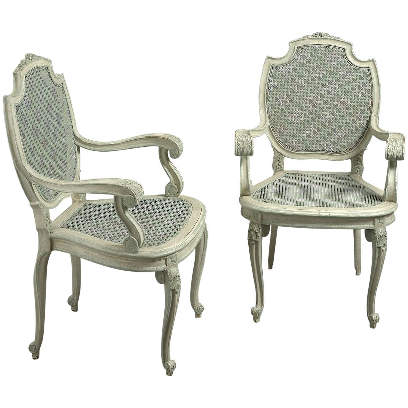 Pair of Early 20th Century Painted Armchairs For Sale