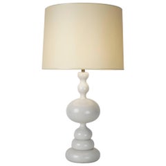 Late 20th Century White Lacquered Wooden Table Lamp by Philippe Capelle