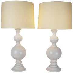 Late 20th Century Pair of Lacquered Wooden Table Lamps by Philippe Capelle