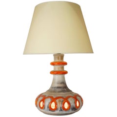 1970 Orange and Grey Ceramic Table Lamp