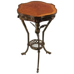 Antique Classical French Mahogany and Bronze Satinwood Banded Plant Stand