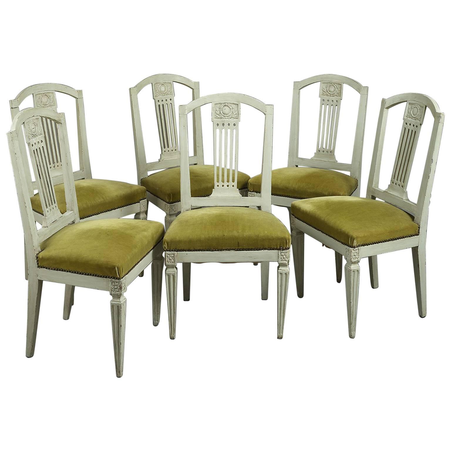 Set of Six 18th Century Dutch Painted Chairs For Sale
