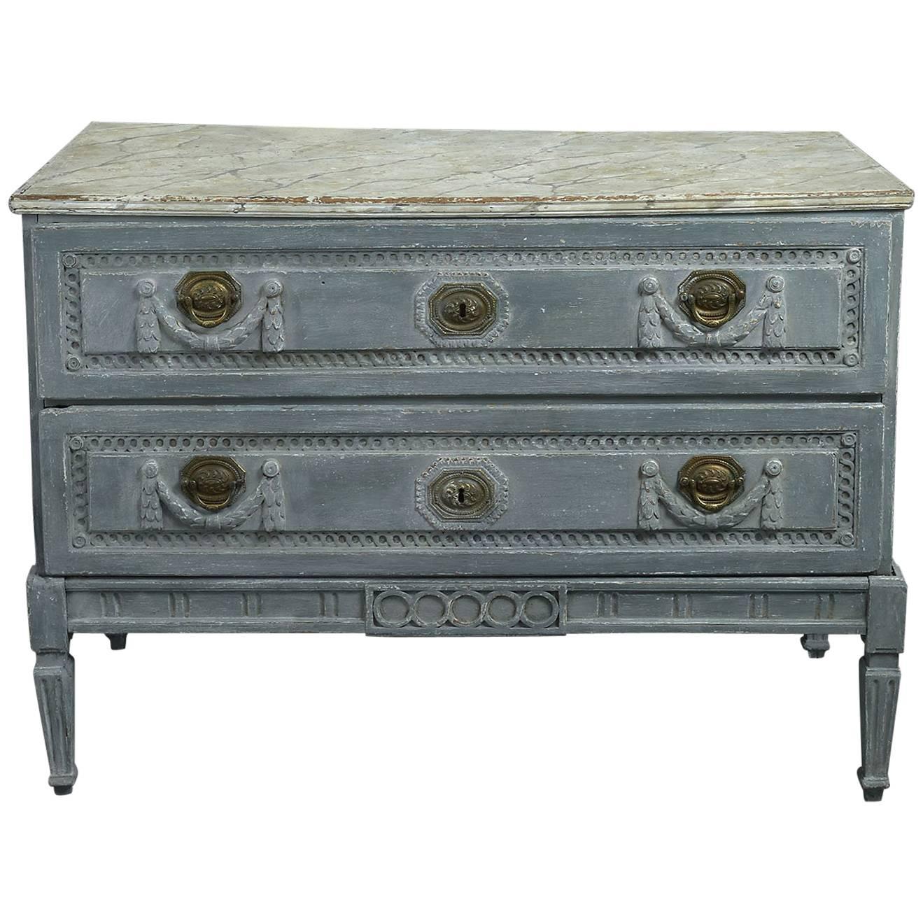 18th Century Louis XVI Provincial Painted Commode For Sale