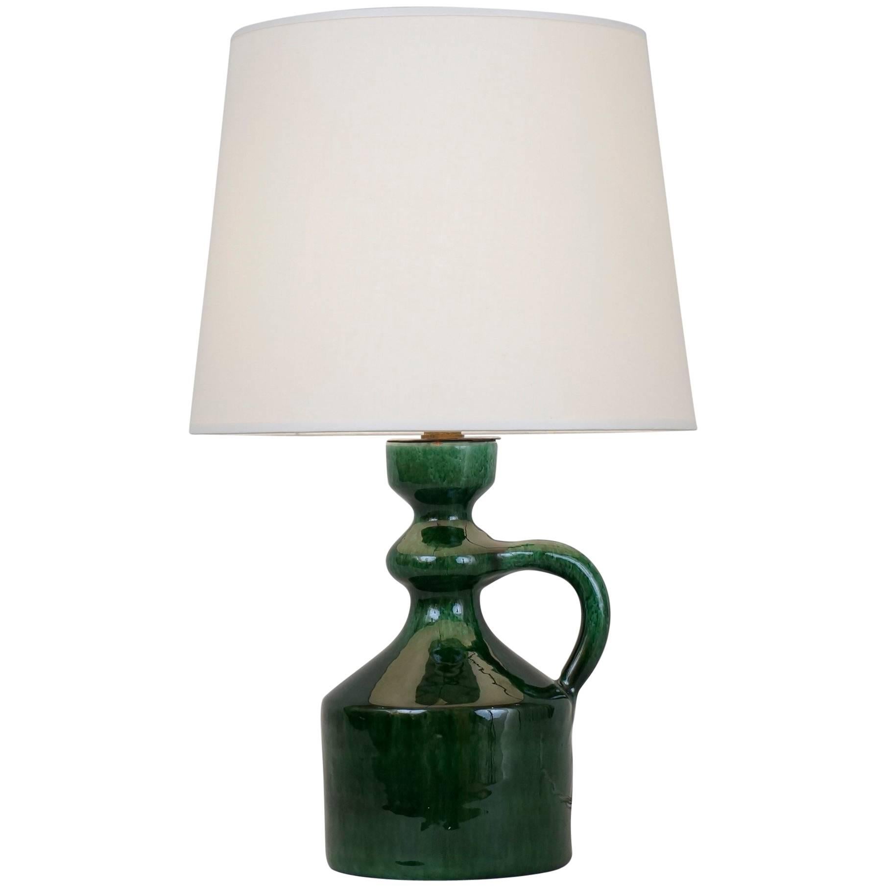 Late 20th Century Green Ceramic Table Lamp by André Freymond
