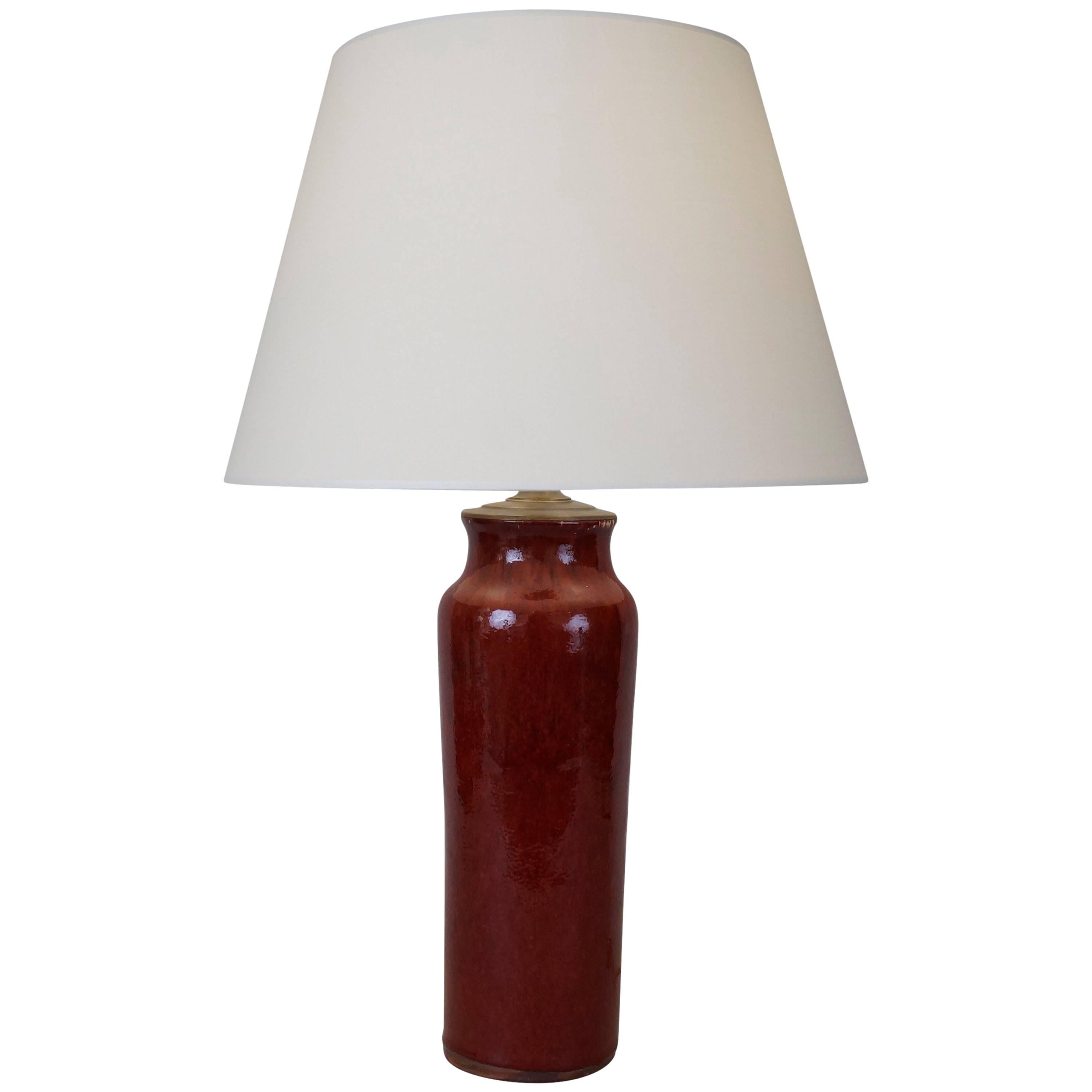 Mid-20th Century Oxblood Red Ceramic Table Lamp For Sale
