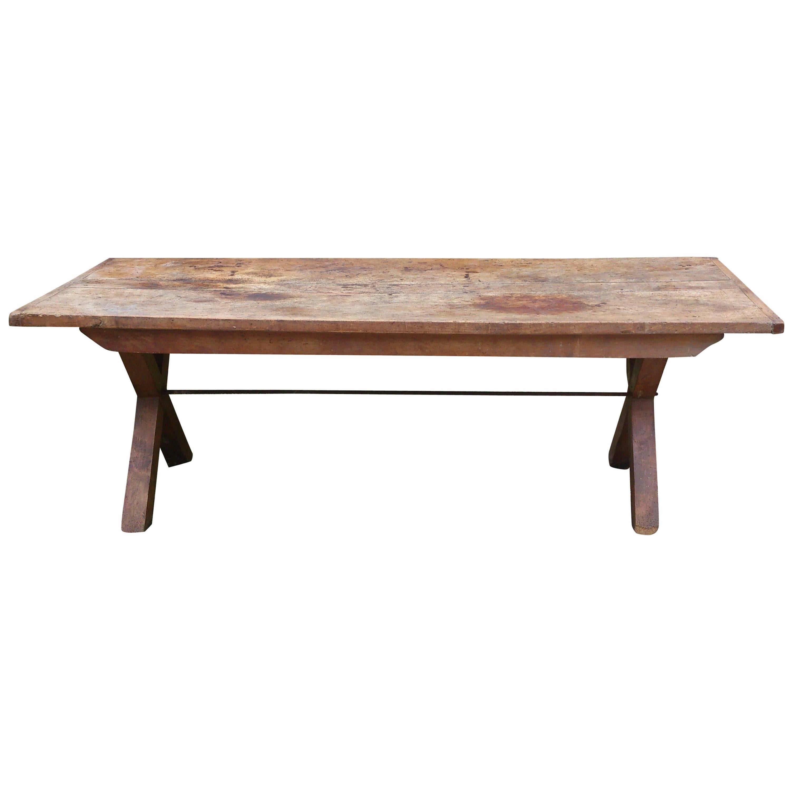 18th Century Georgian Sycamore & Elm Antique Vernacular Refectory Dining Table For Sale